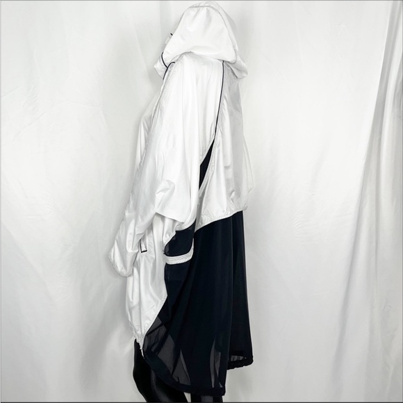 Koral B&W Front Zip &Pockets Lower Half Back Mesh Hooded Windbreaker Jacket SzXL - Picture 5 of 16